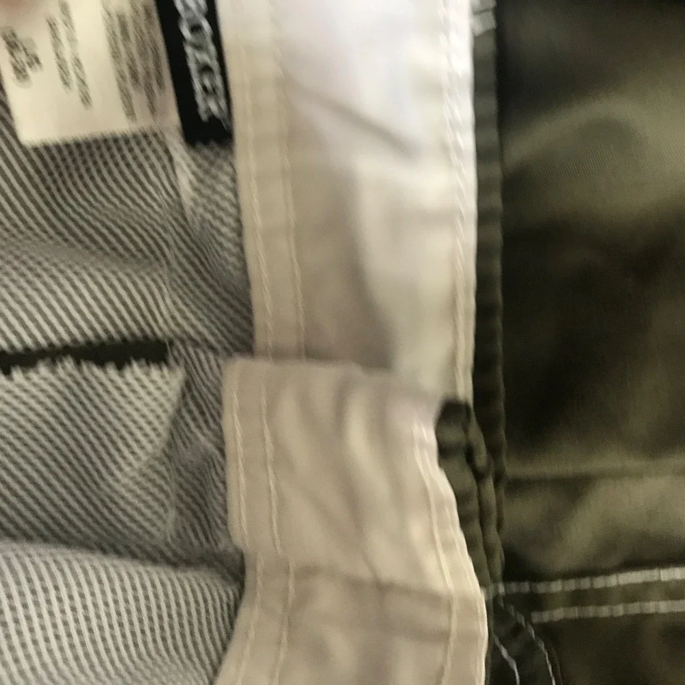 Joe Boxer Mens L Green w/ White Stripe‎ Swimming Trunks Lined with Cargo Pockets